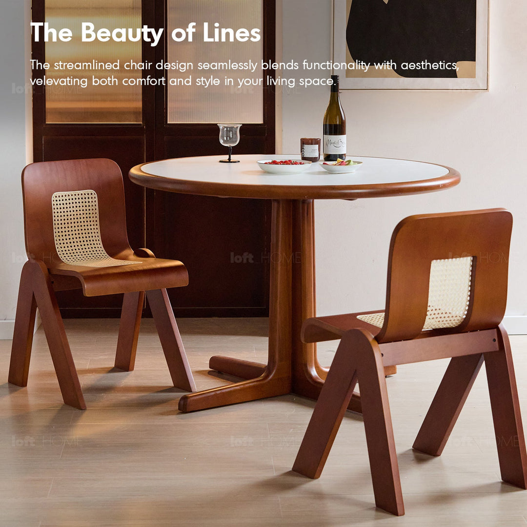 Bauhaus boxwood rattan dining chair fanko in real life style.