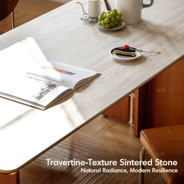 Bauhaus boxwood sintered stone dining table roma in still life.