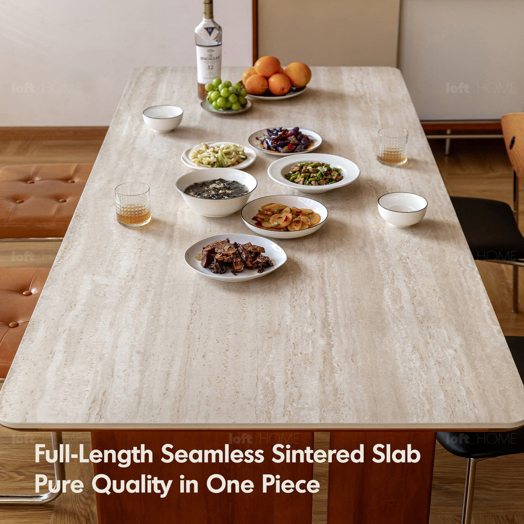 Bauhaus boxwood sintered stone dining table roma layered structure.