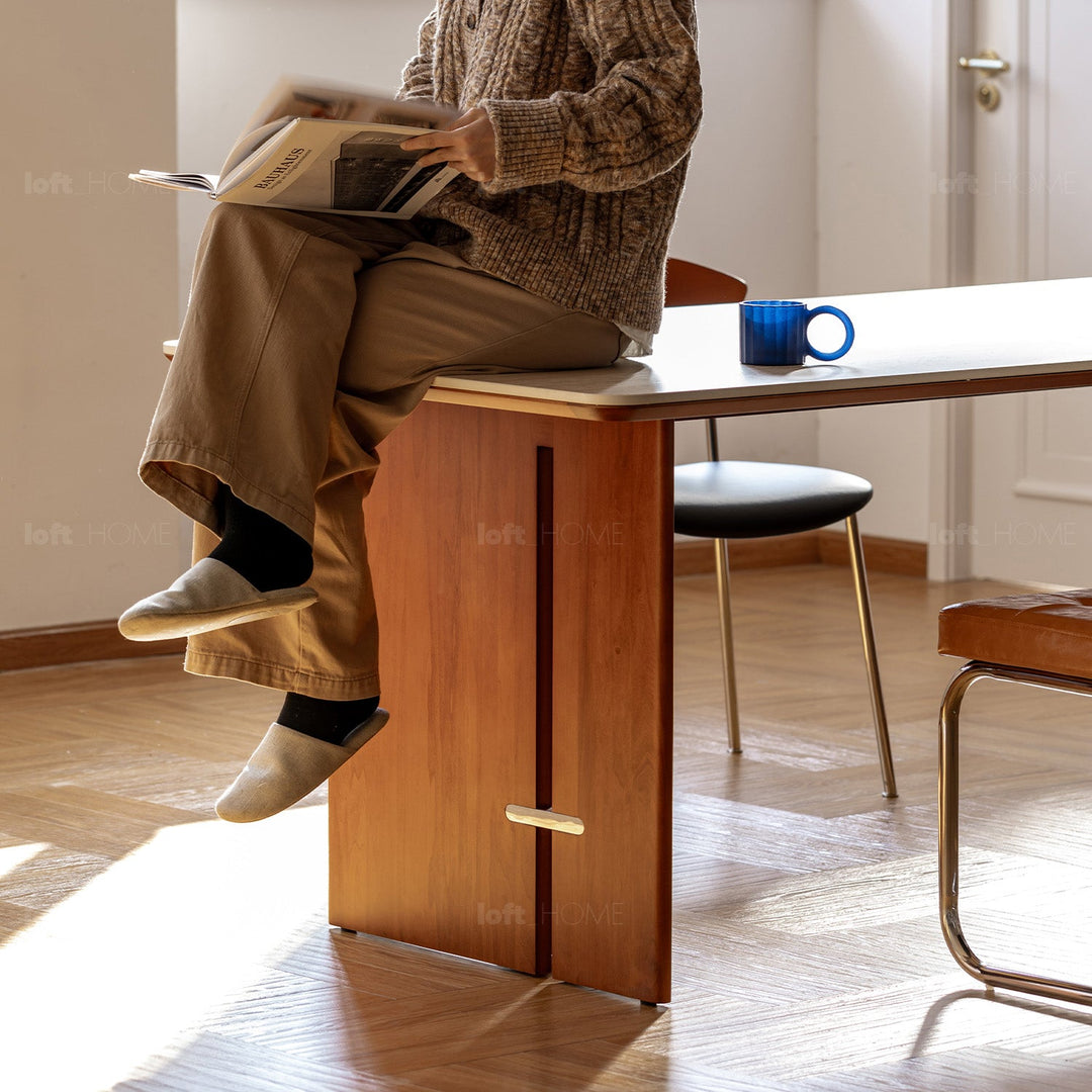 Bauhaus boxwood sintered stone dining table roma detail 27.
