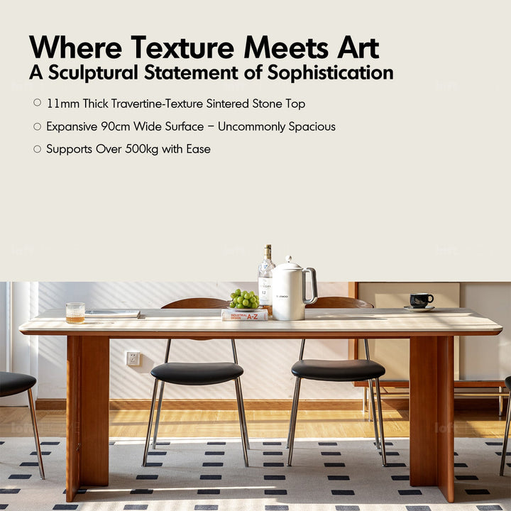 Bauhaus boxwood sintered stone dining table roma in real life style.