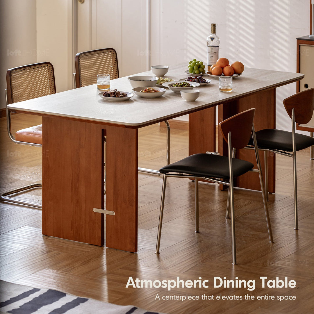 Bauhaus boxwood sintered stone dining table roma in details.