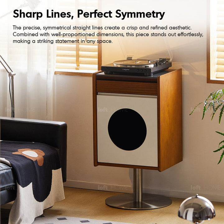 Bauhaus boxwood sintered stone side cabinet rams in details.
