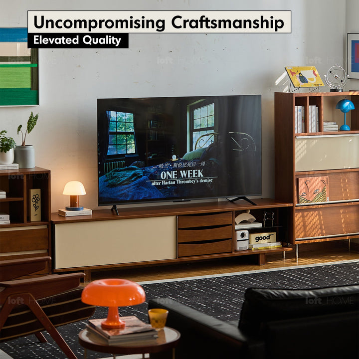 Vintage boxwood sliding door tv console mist detail 10.