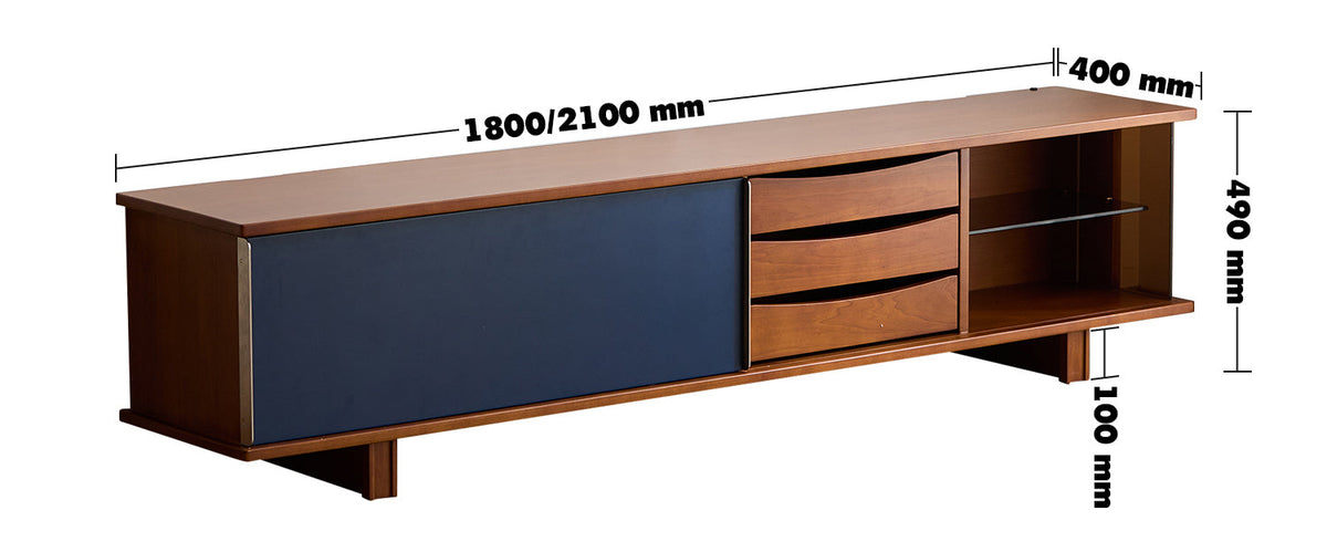 Bauhaus Boxwood Sliding Door TV Console MIES Size Chart