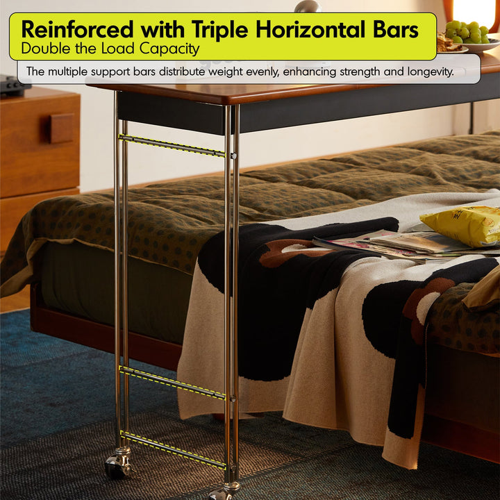 Bauhaus boxwood stainless steel mobile overbed table sereni detail 3.