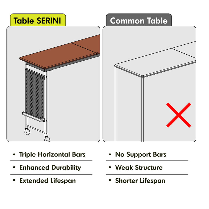 Vintage Boxwood Stainless Steel Mobile Overbed Table SERENI