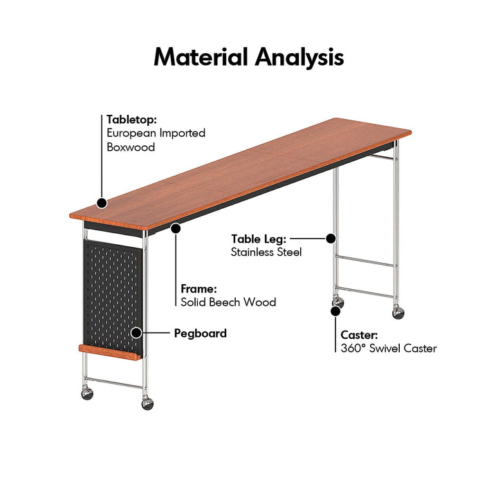 Vintage Boxwood Stainless Steel Mobile Overbed Table SERENI