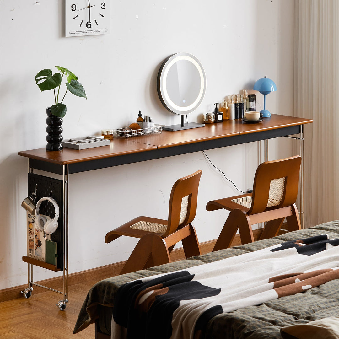Bauhaus boxwood stainless steel mobile overbed table sereni detail 7.