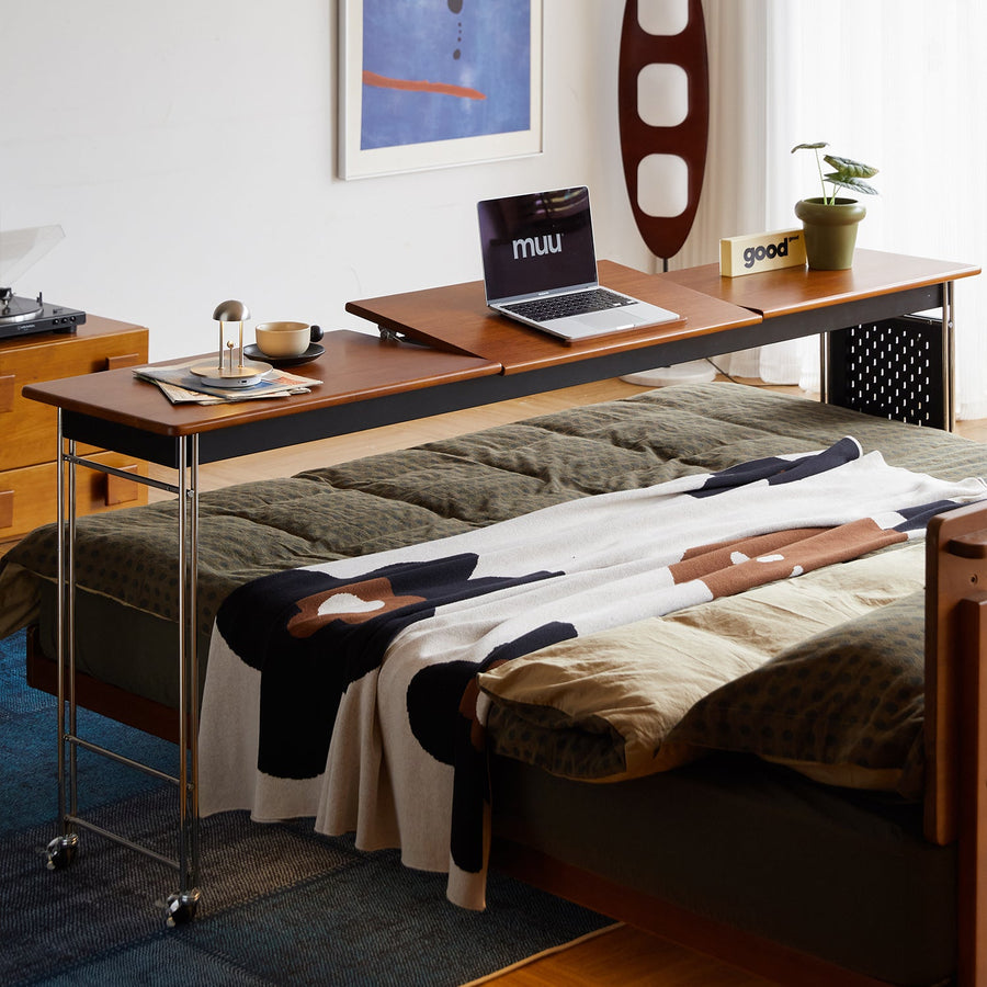 Bauhaus boxwood stainless steel mobile overbed table sereni primary product view.