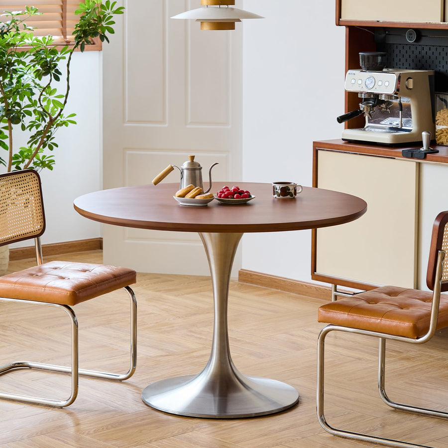 Vintage Boxwood Stainless Steel Round Dining Table TULIP