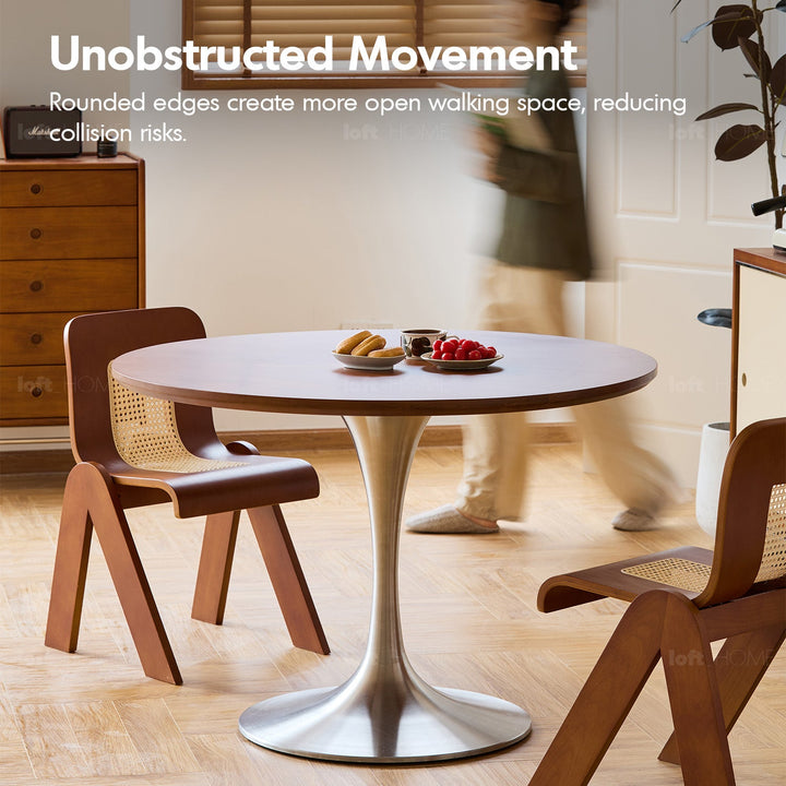 Bauhaus boxwood stainless steel round dining table tulip detail 9.