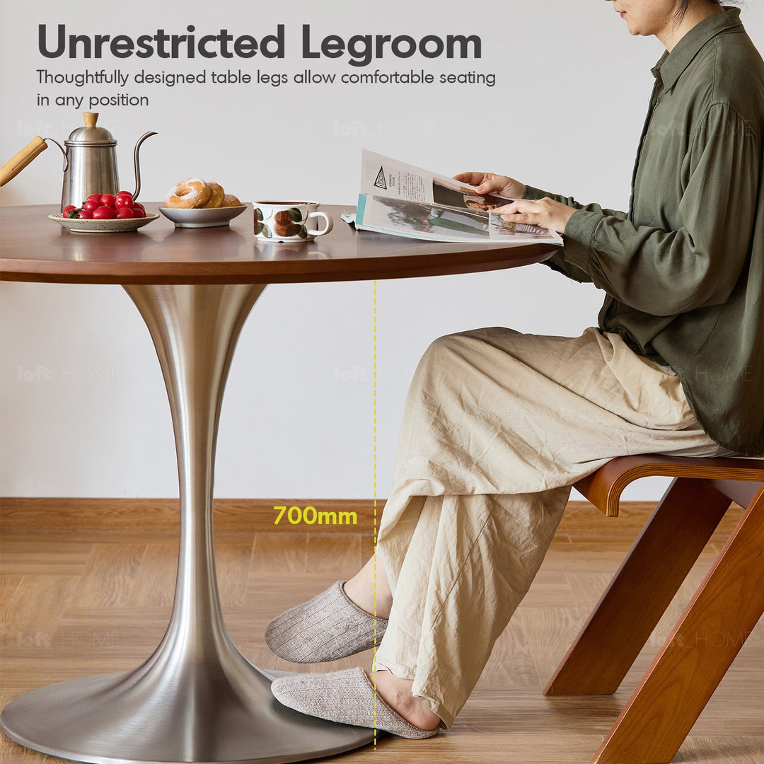 Vintage Boxwood Stainless Steel Round Dining Table TULIP