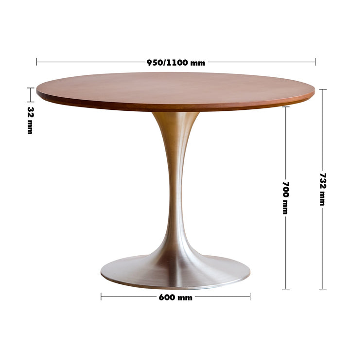 Vintage Boxwood Stainless Steel Round Dining Table TULIP