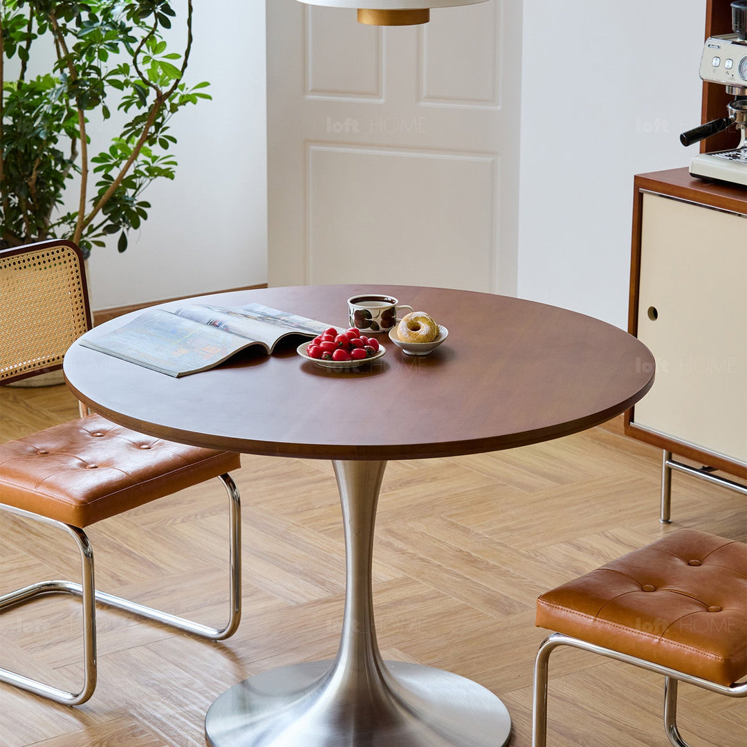 Vintage Boxwood Stainless Steel Round Dining Table TULIP