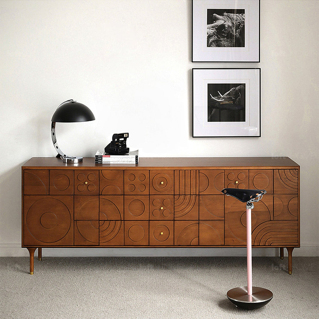 Vintage boxwood storage side cabinet madrid in details.