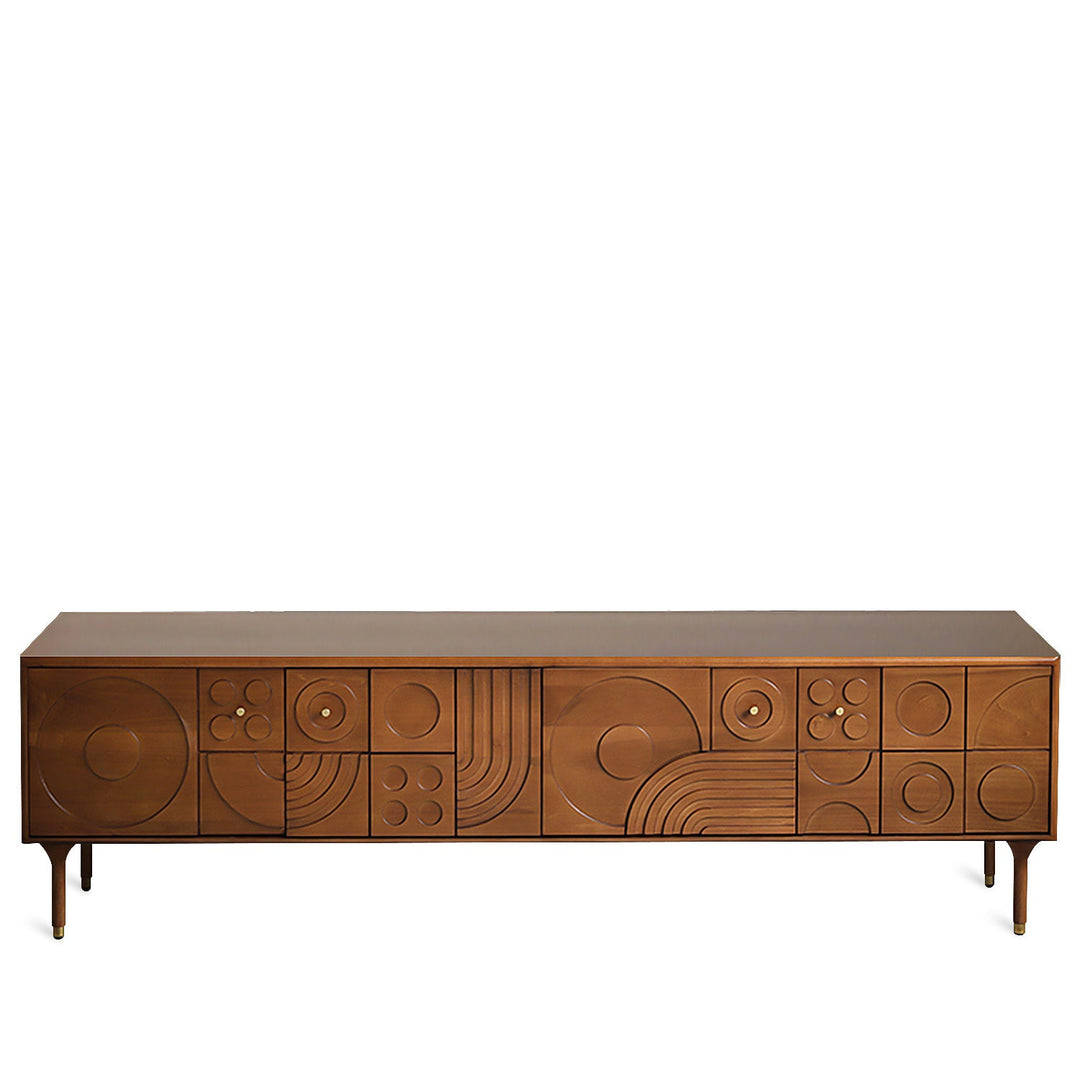 Vintage boxwood tv console madrid in white background.