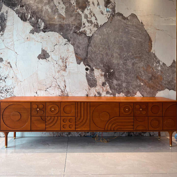 Vintage boxwood tv console madrid detail 1.