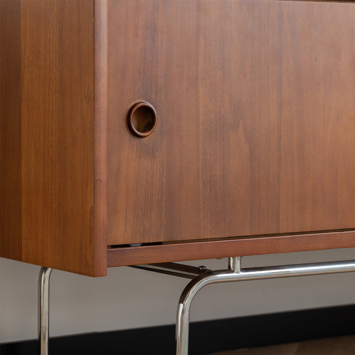 Bauhaus boxwood tv console silver salt in still life.