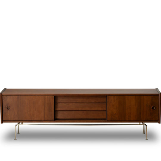 Bauhaus boxwood tv console silver salt in white background.