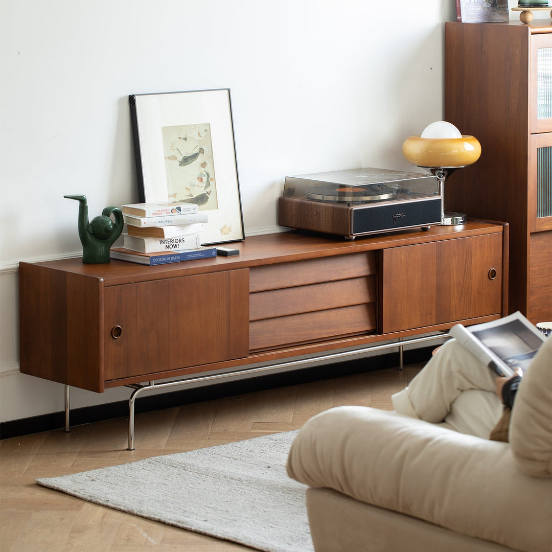Bauhaus boxwood tv console silver salt in real life style.