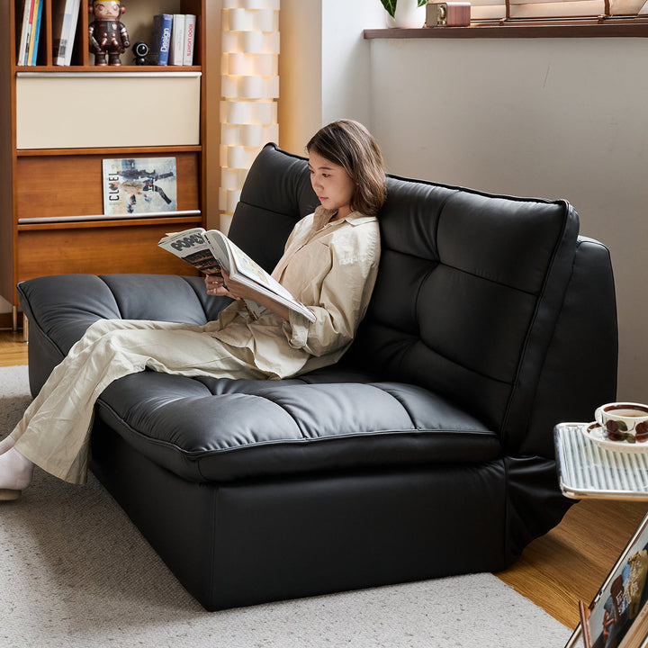 Bauhaus microfiber leather 3 seater sofa bed lie flat detail 3.