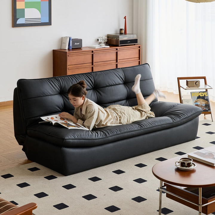 Bauhaus microfiber leather 3 seater sofa bed lie flat with context.