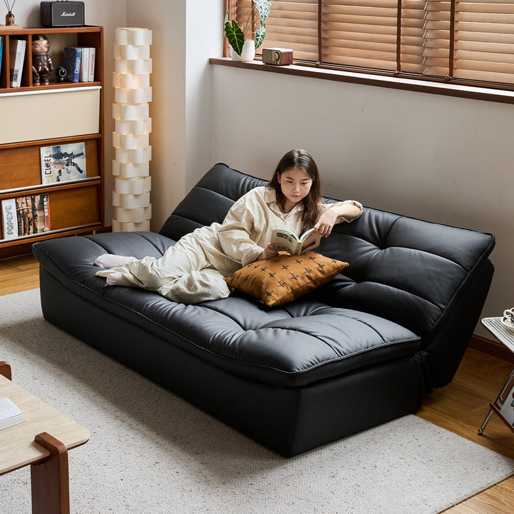 Bauhaus microfiber leather 3 seater sofa bed lie flat detail 1.