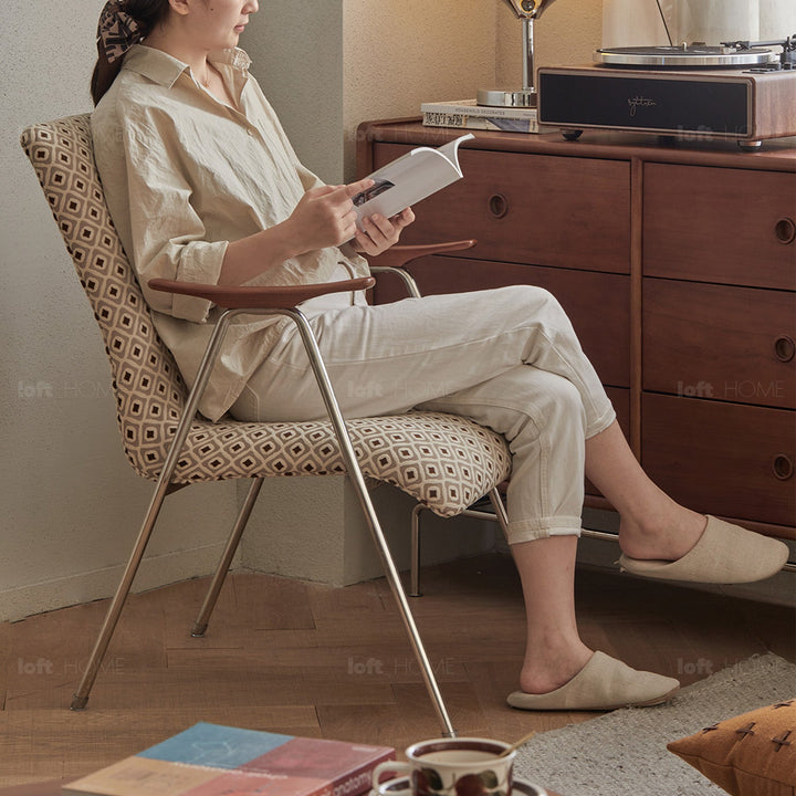 Vintage Mixed Weave Fabric 1 Seater Sofa GLEN