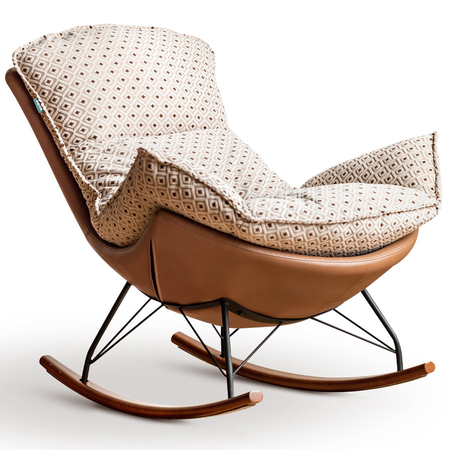 Vintage Mixed Weave Fabric Rocking Chair 1 Seater Sofa With Ottoman EGGSHELL