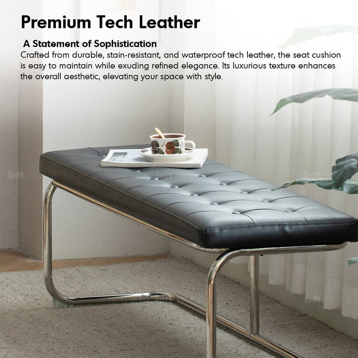 Bauhaus pu leather dining bench hoh xil layered structure.