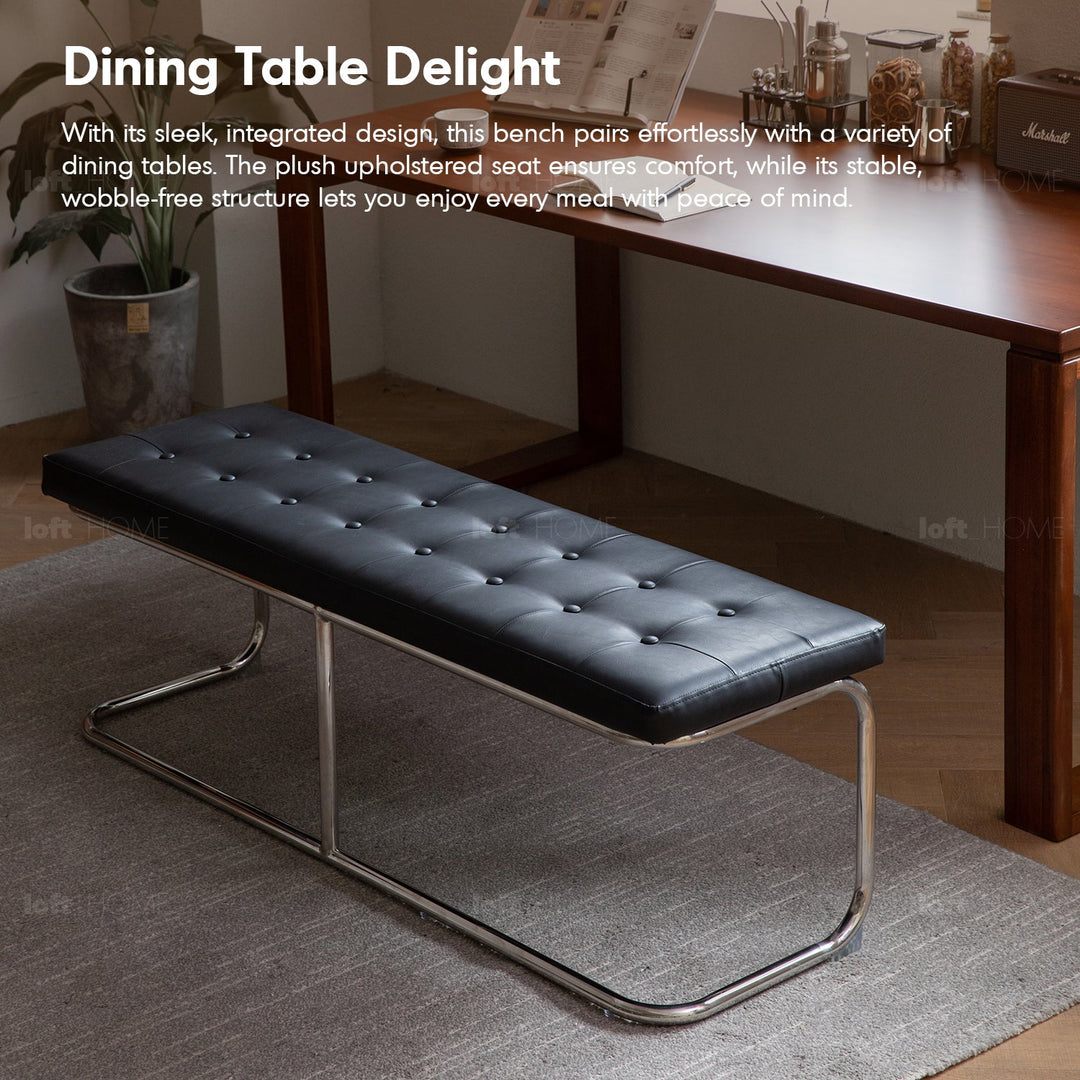 Vintage pu leather dining bench hoh xil with context.