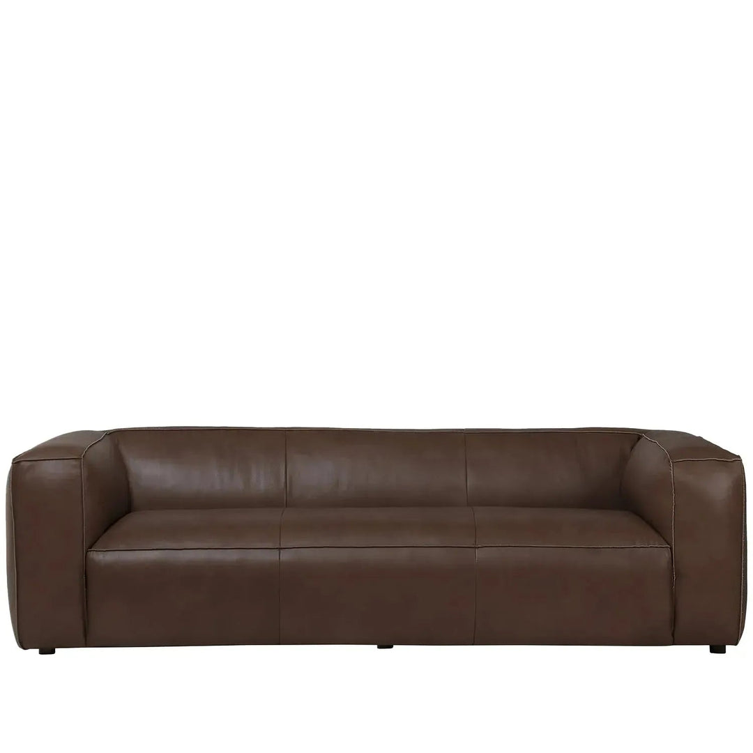 Minimalist genuine leather 3 seater sofa finesse leather in still life.