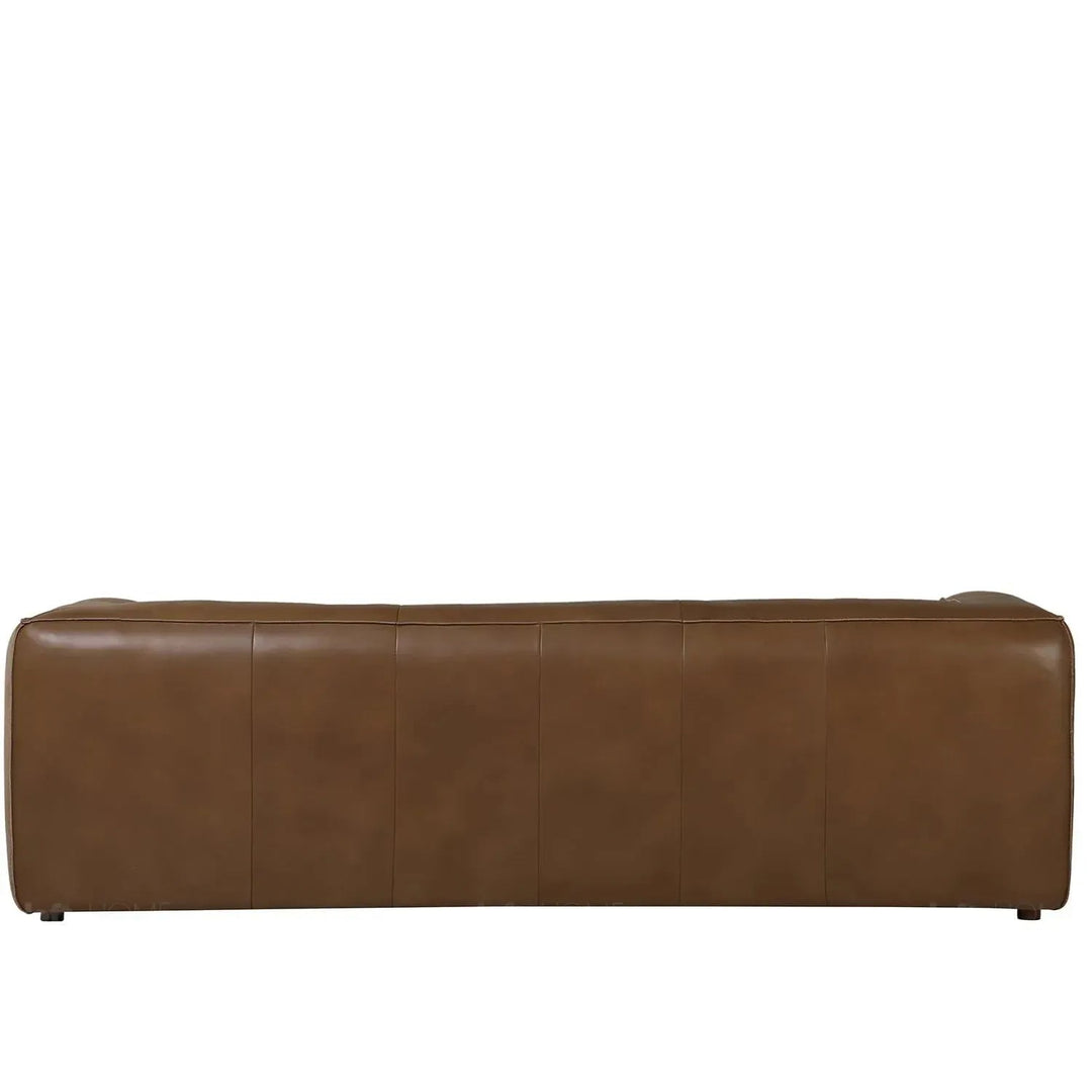 Minimalist genuine leather 3 seater sofa finesse leather material variants.