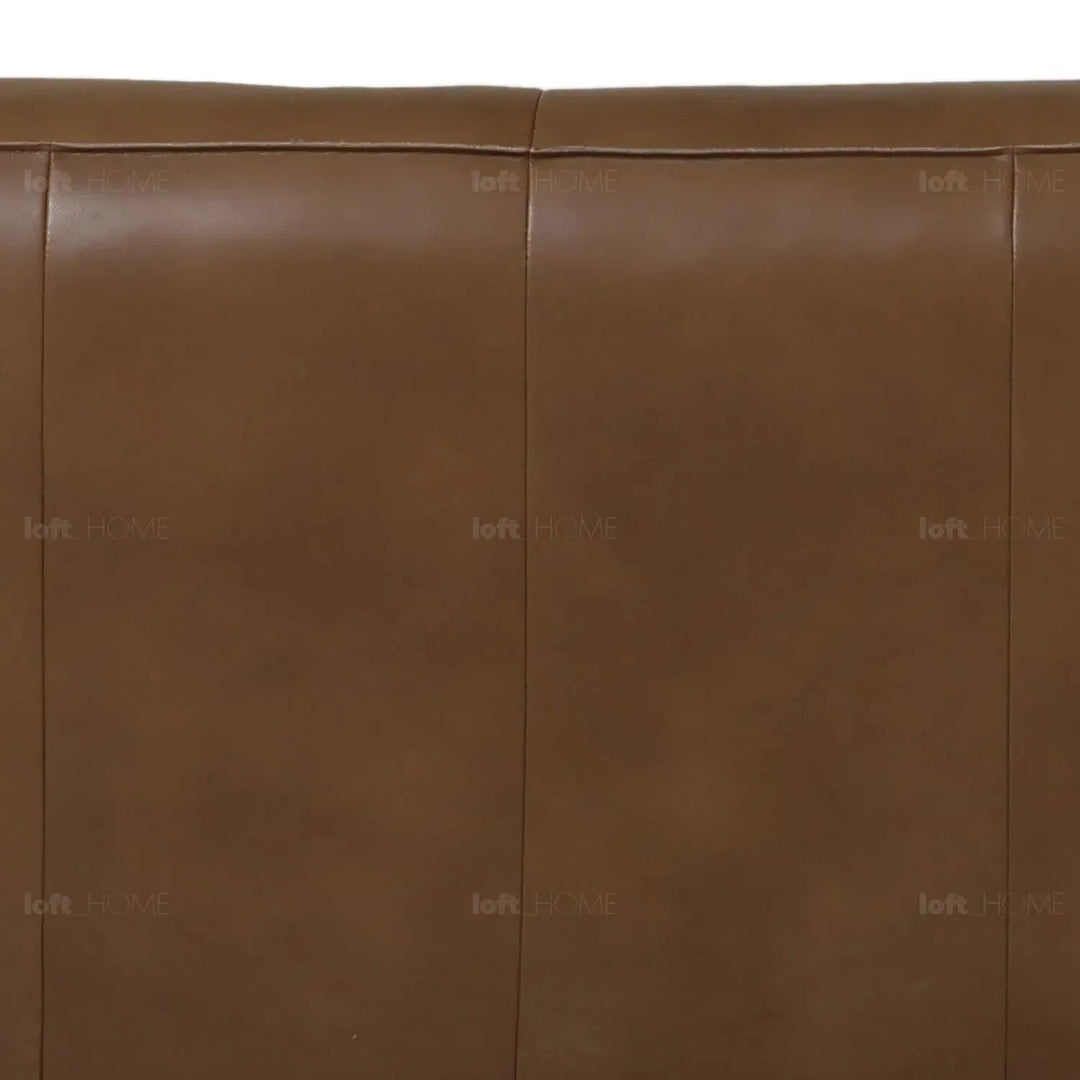 Minimalist genuine leather 3 seater sofa finesse leather in details.