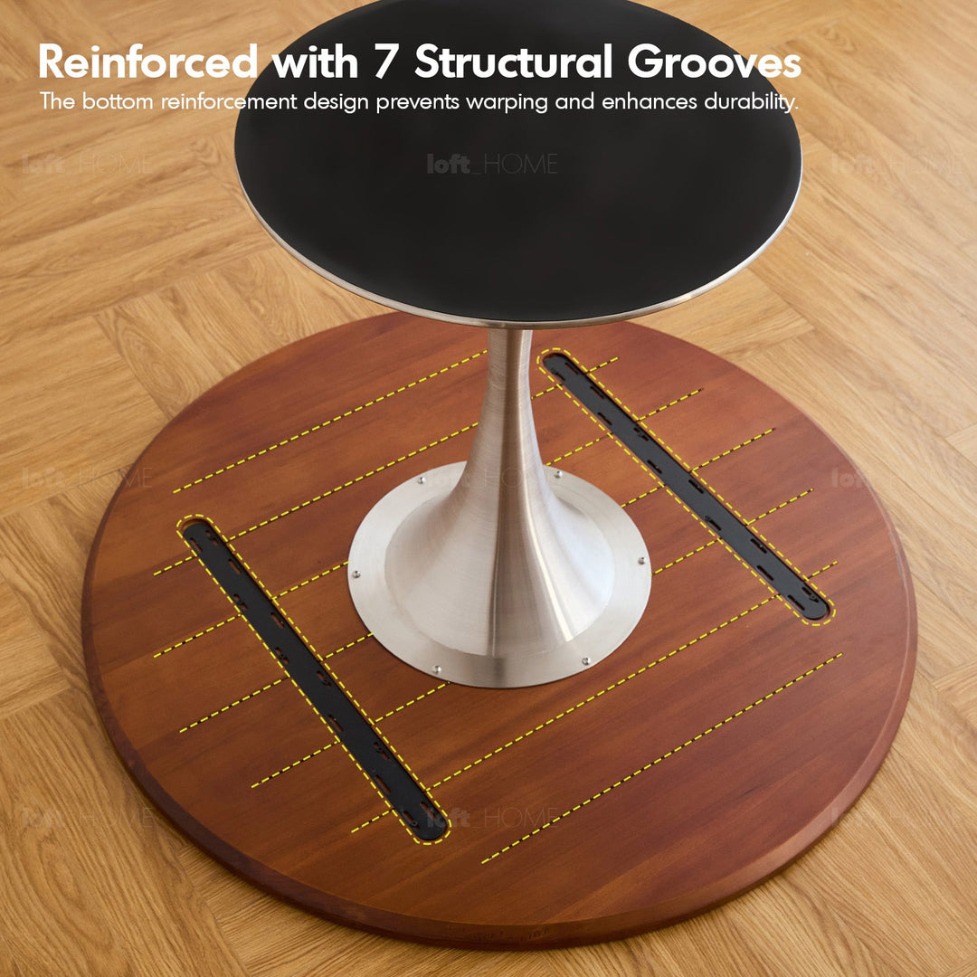 Vintage sintered stone stainless steel round dining table tulip situational feels.
