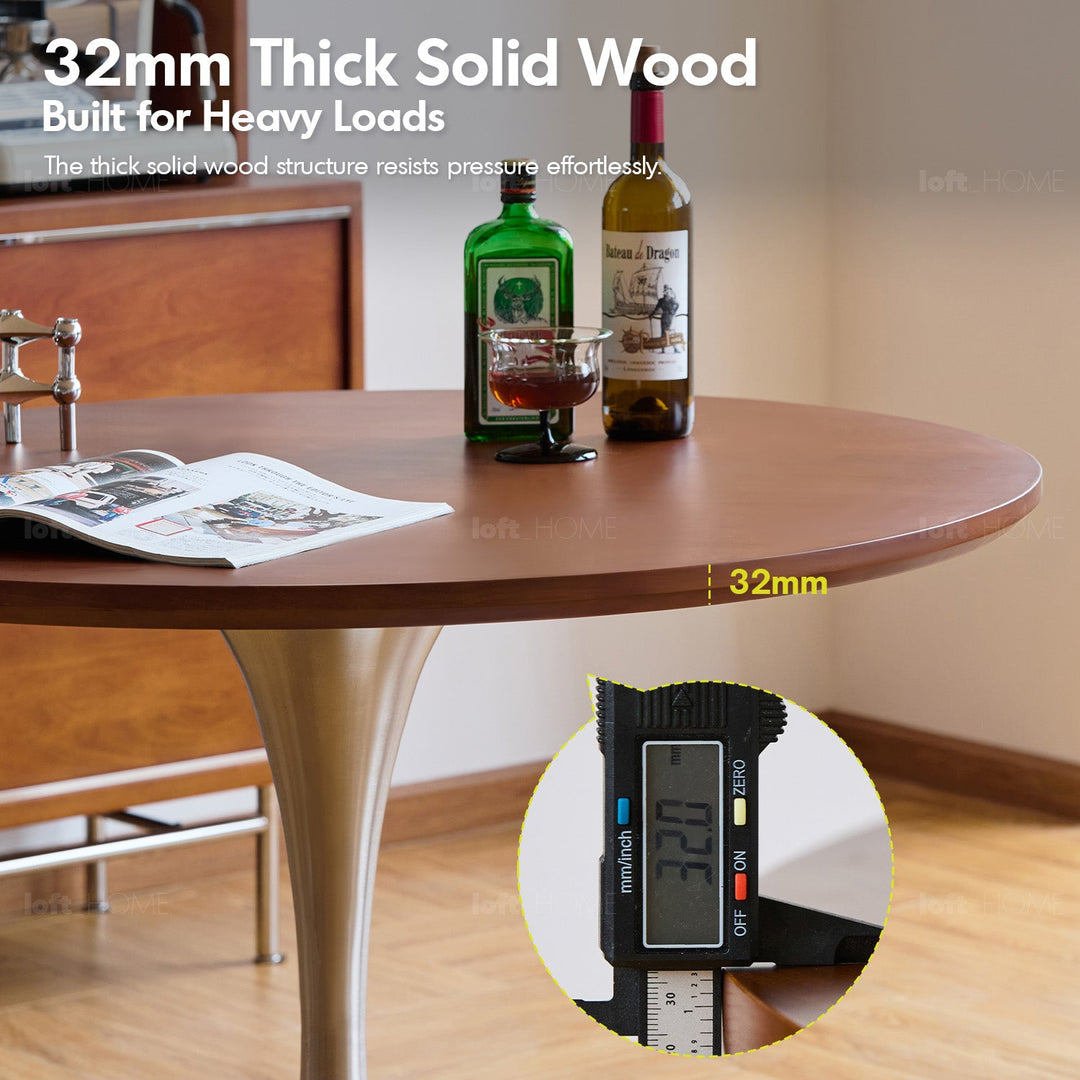 Bauhaus sintered stone stainless steel round dining table tulip detail 4.