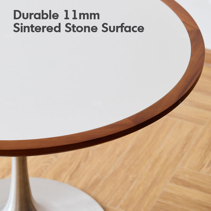 Bauhaus sintered stone stainless steel round dining table tulip detail 6.