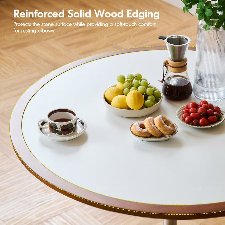 Bauhaus sintered stone stainless steel round dining table tulip detail 7.