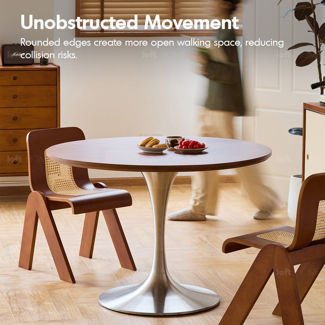 Bauhaus sintered stone stainless steel round dining table tulip detail 12.