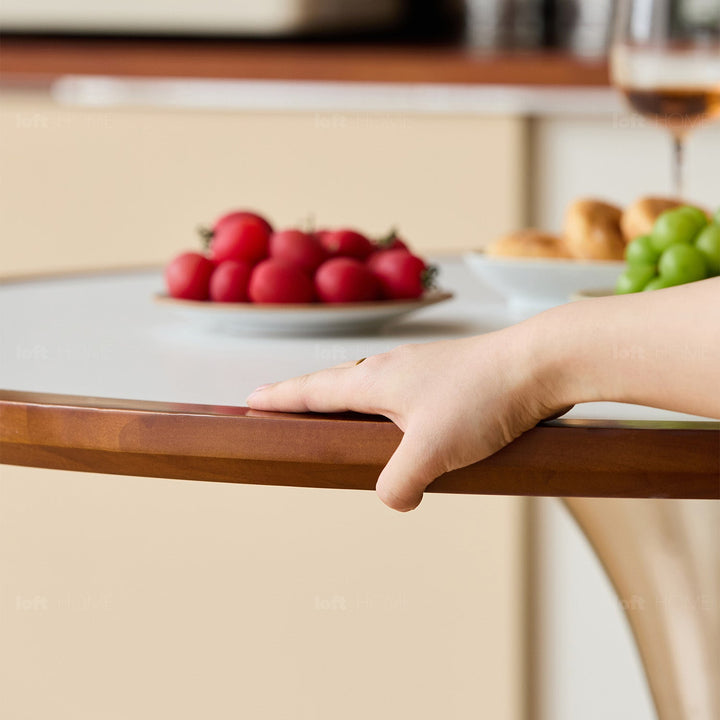 Bauhaus sintered stone stainless steel round dining table tulip detail 21.