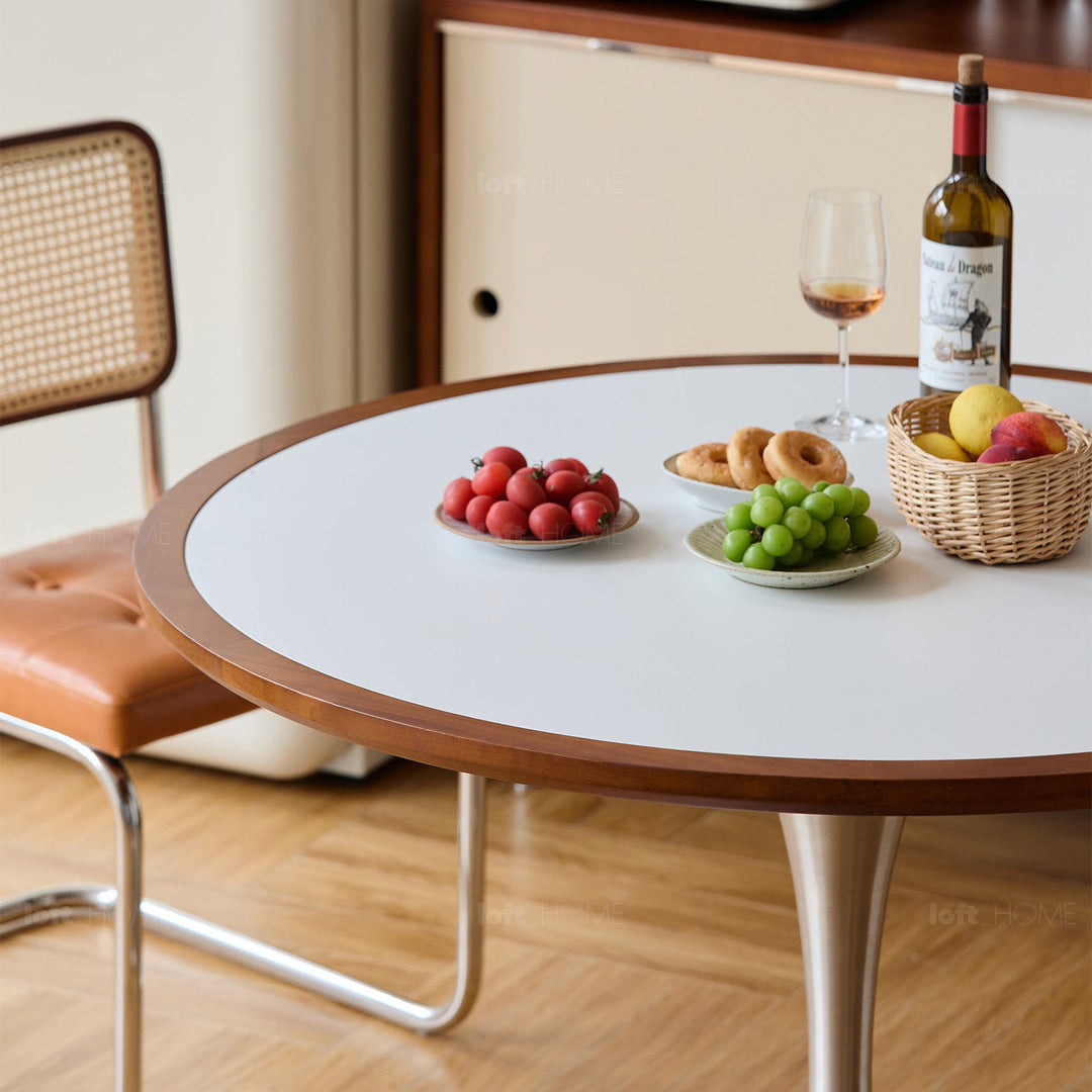 Bauhaus sintered stone stainless steel round dining table tulip detail 22.