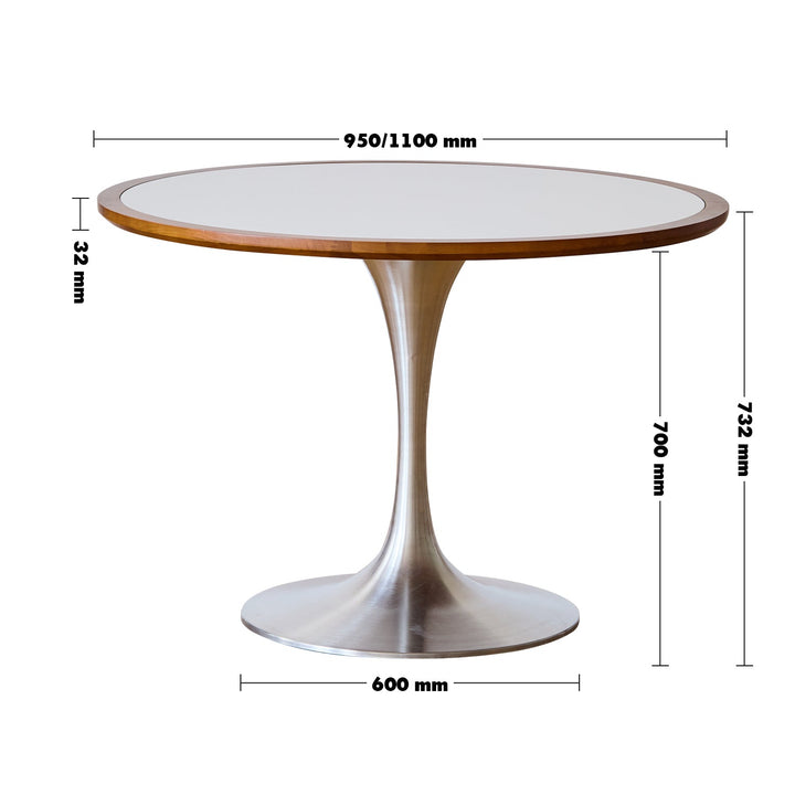 Bauhaus sintered stone stainless steel round dining table tulip size charts.