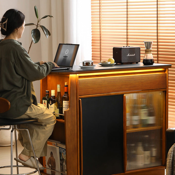 Bauhaus sintered stone storage bar table the old in real life style.