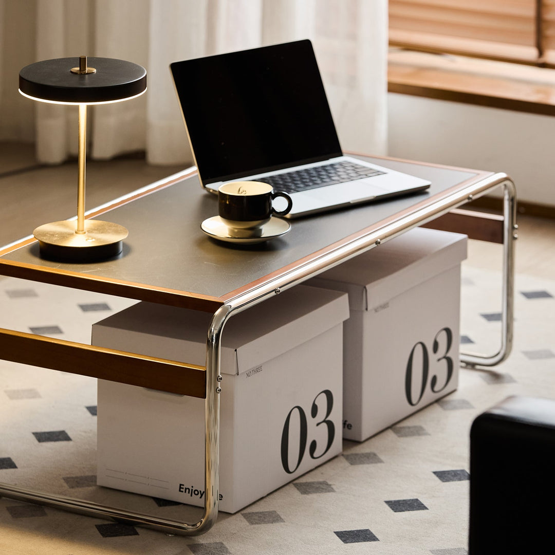 Bauhaus boxwood sintered stone coffee table set rio in still life.