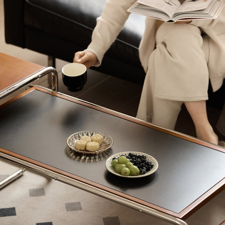 Vintage boxwood sintered stone coffee table set rio layered structure.