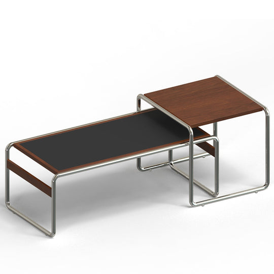Bauhaus boxwood sintered stone coffee table set rio in white background.