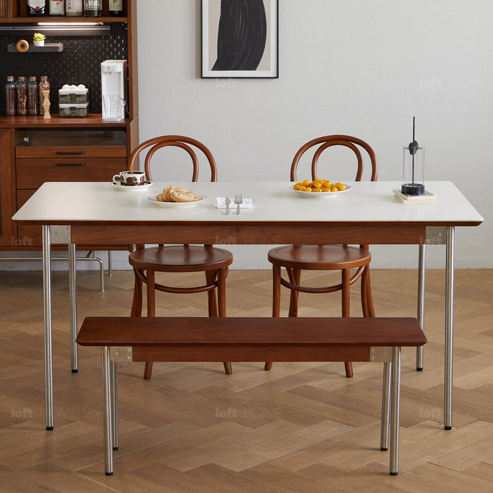 Vintage boxwood dining table season in still life.