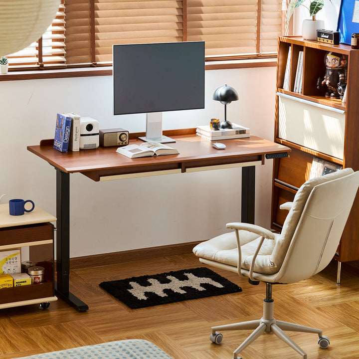 Bauhaus boxwood electric height adjustable lift-up study table elevate primary product view.