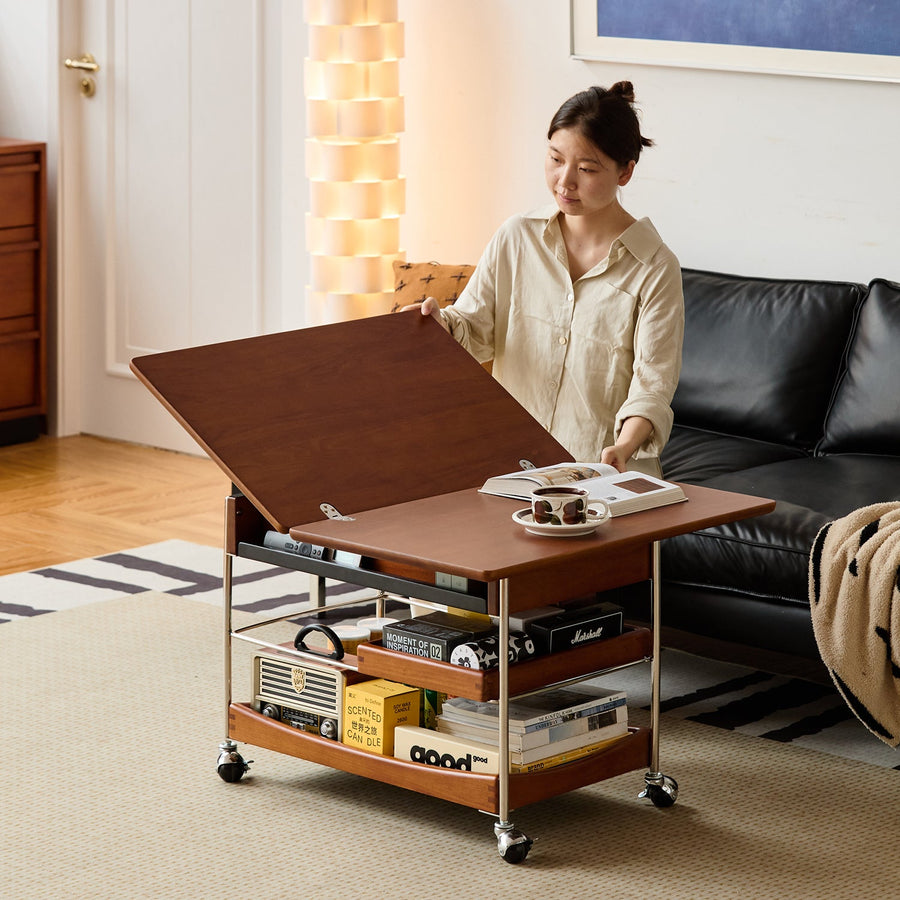 Bauhaus boxwood extendable coffee table versa in still life.